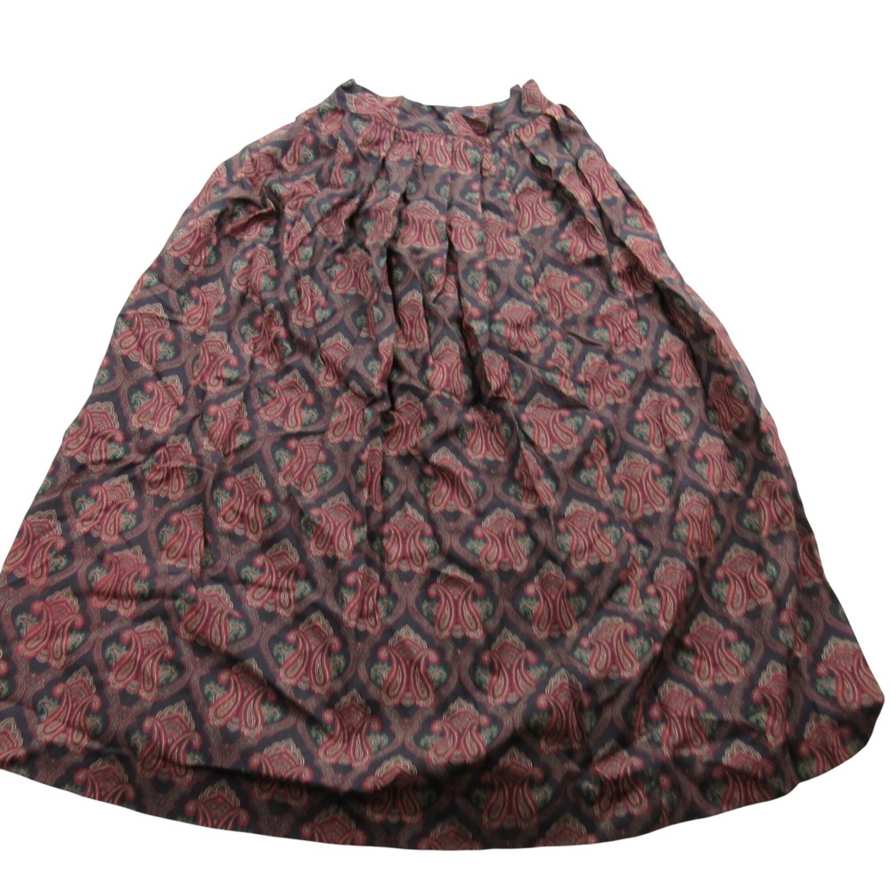 Carroll Reed‎ Paisley Pleated Maxi Skirt Women's Size 6 Black Red Green Boho